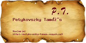 Petykovszky Tamás névjegykártya